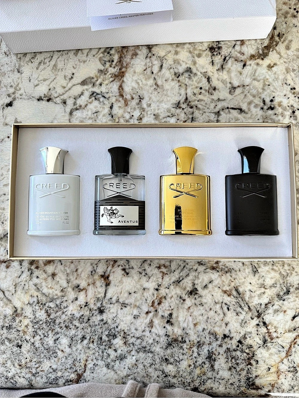 CREED Aventus, Green Irish Tweed, Silver Mountain Water & Millésime Impérial